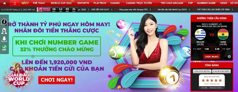 Giao diện 12Bet